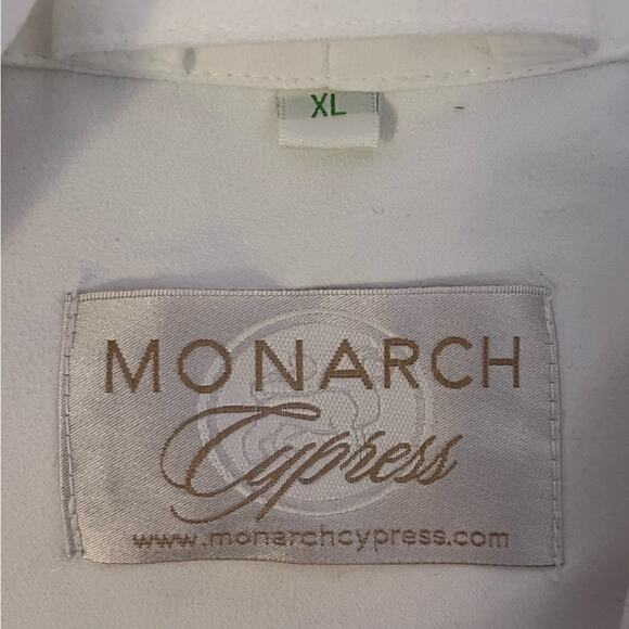 Monarch Cypress White Microfiber Bathrobe Mens XL Belted Spa Pool 3/4 Length - Picture 7 of 10